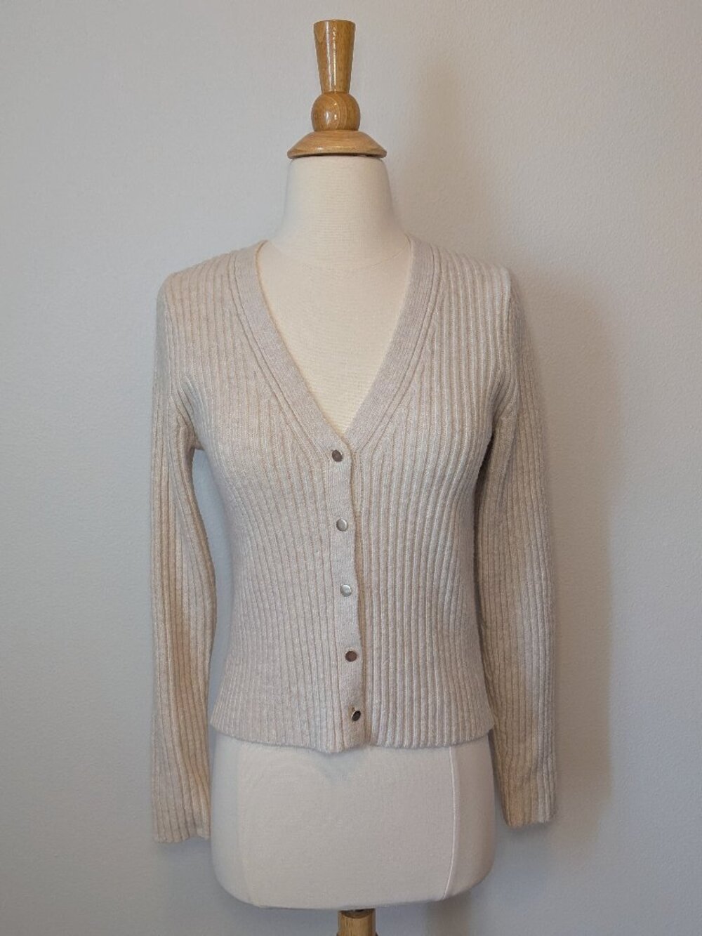Mango Ribbed V Neck Cardigan